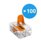 Mehrfachpackung 100x Wago 221-412 Verbinder Kompakt | 2 Draht Verbindung - Verbindungsklemme