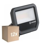 Lot 12x Ledvance Projecteur LED Aluminium Noir 17W 2400lm 100D - 865 Lumière Du Jour | IP66 - Symétrique